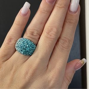 Blue and silver cocktail ring